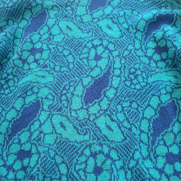 Y2K Vivanti Teal Patterned Sweater Size 6 - Picture 4 of 7